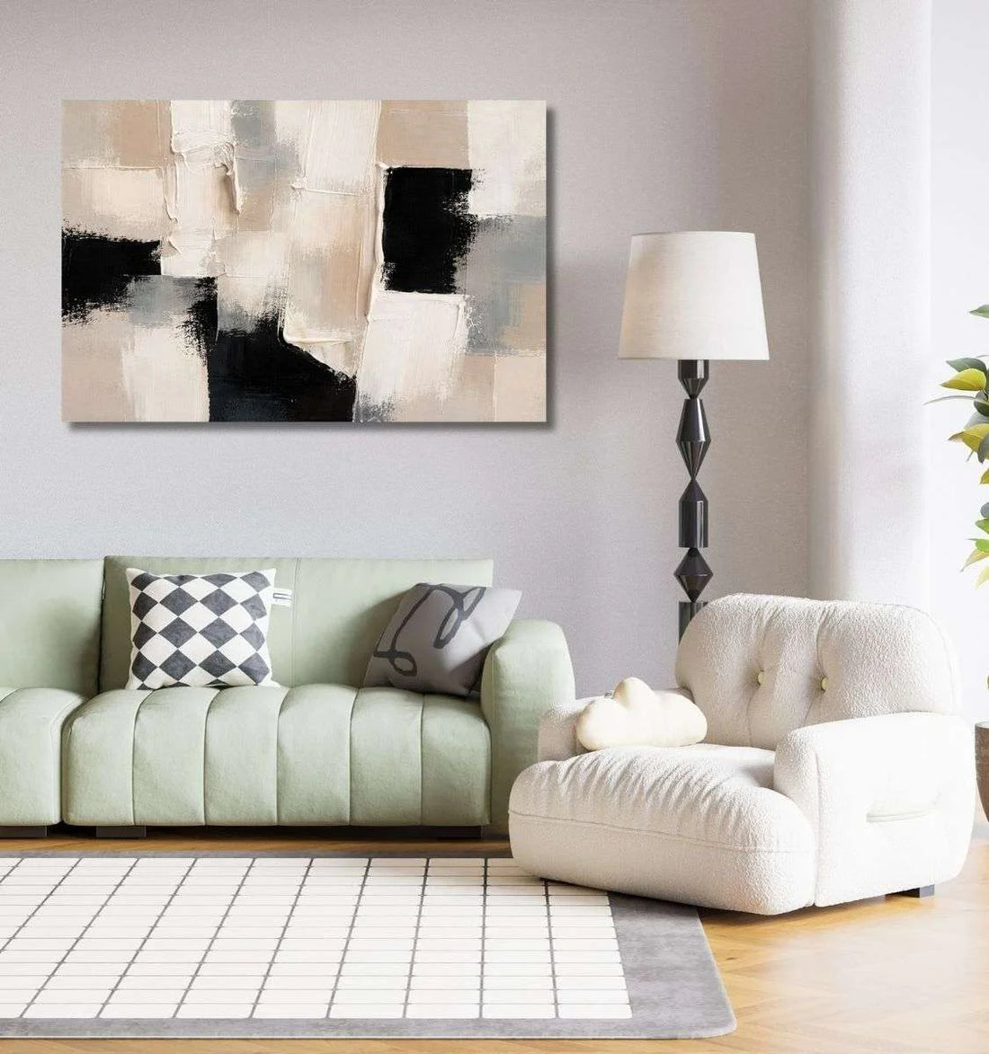 Black Beige Texture Abstract Painting | Modern Abstract Painting For Living Room | Minimalist Abstract Canvas Painting Wall Art by KunjCart