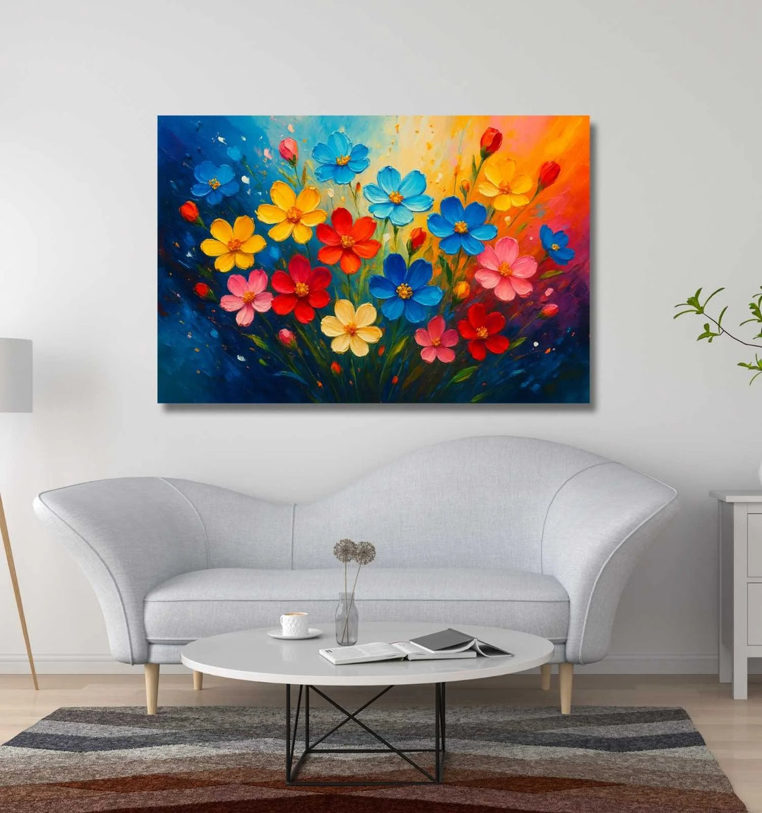 Beautiful Flower Painting For Wall Decoration | Colorful Flower Canvas Painting for Living Room Art