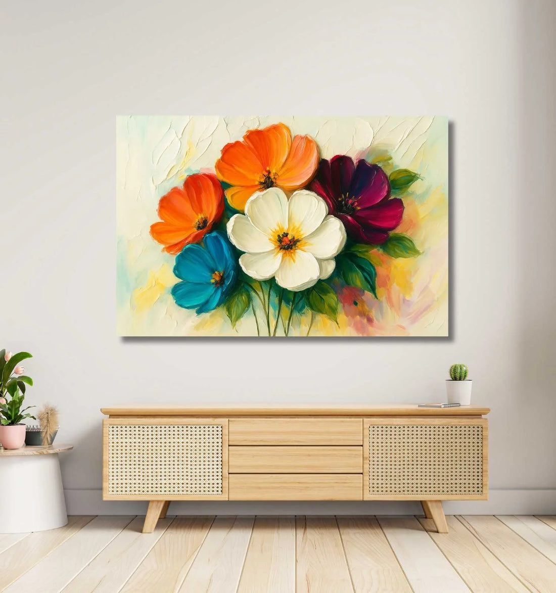 3D View Flower Painting For Wall Decoration | Colorful Flower Canvas Painting for Living Room Art