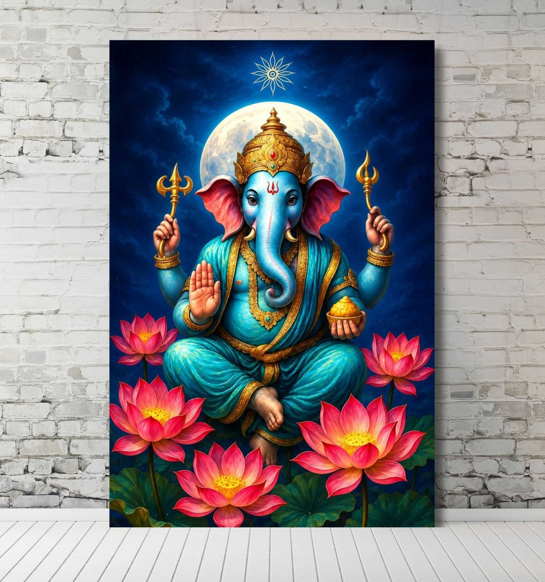 Vibrant Ganesha Canvas Painting for Wall Decoration | Abstract Lord Ganesha Wall Art with Bright Colors | Ganpati Canvas Painting in HD Finish