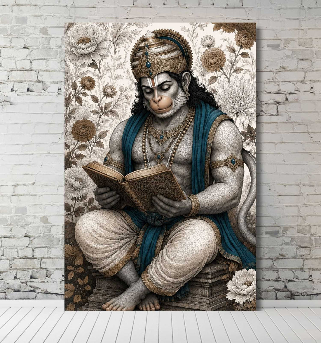 Lord Hanuman Painting | HD Hanuman Canvas Painting in Fiery Orange Tones | Hanuman Painting for Wall