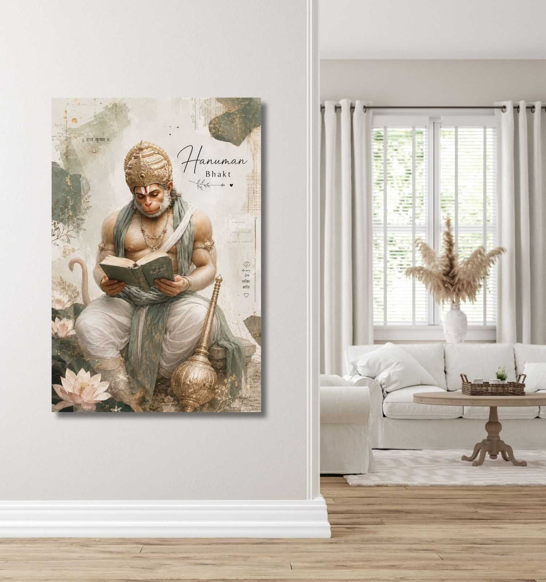 Lord Hanuman Painting on Canvas – Meditating Hanuman Ji with Diya Lights | Hanuman Painting for Wall | HD Hanuman Canvas Painting | Hanuman Oil Painting