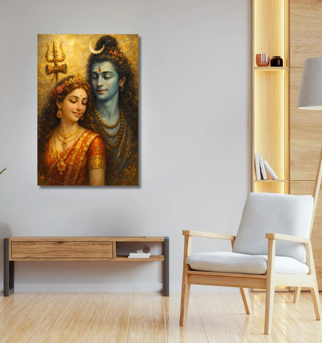 Beautiful Lord Shiv Parvati Canvas Painting | High Quality HD Artwork | Lord Shiva Parvati Wall Art | Bright Shining Colors