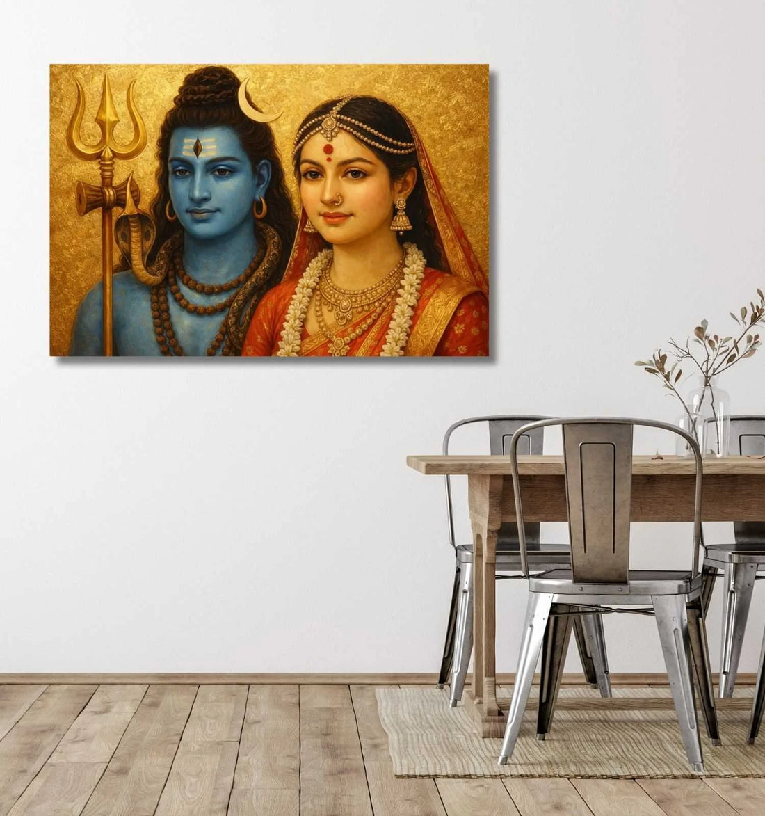 KUNJ CART – Lord Shiv Parvati Abstract Canvas Painting | Paintings of Lord Shiva and Parvati for Home Decor