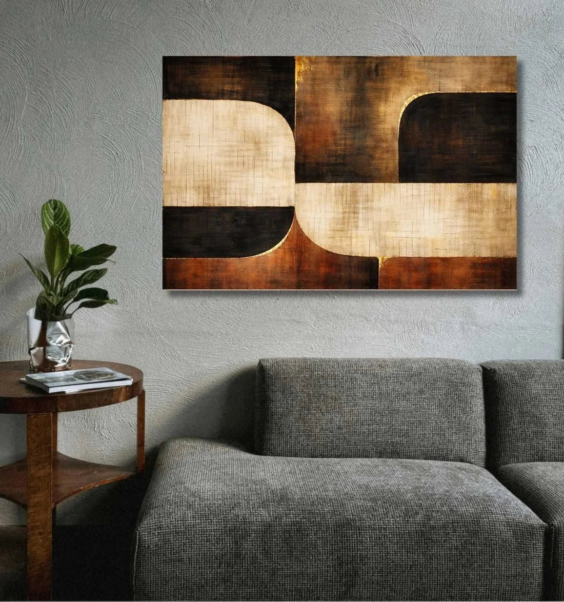 Minimalist Geometric Sunset Design Modern Art Canvas Wall Painting For Bedroom – Modern Abstract Canvas Painting | KunjCart