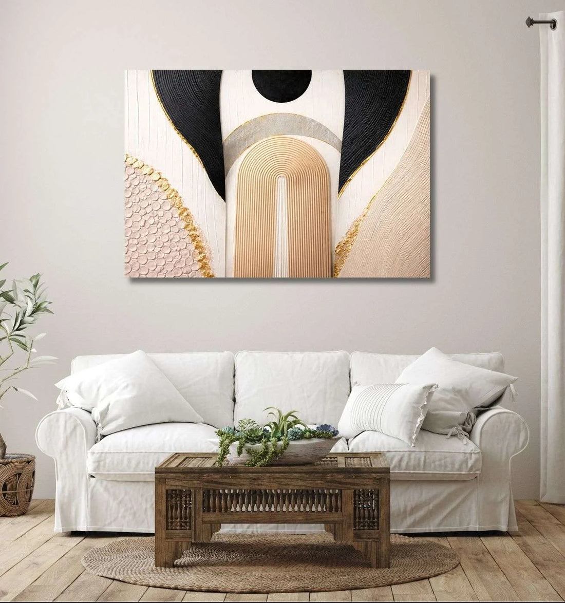 Luxury Gold & Black Texture Design Modern Art Canvas Wall Painting – Modern Abstract Canvas Painting | KunjCart