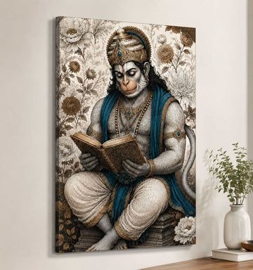 Lord Hanuman Painting | HD Hanuman Canvas Painting in Fiery Orange Tones | Hanuman Painting for Wall