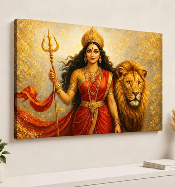 Maa Durga Painting on Premium Canvas | Durga Maa Painting Wall Art for Home Decor