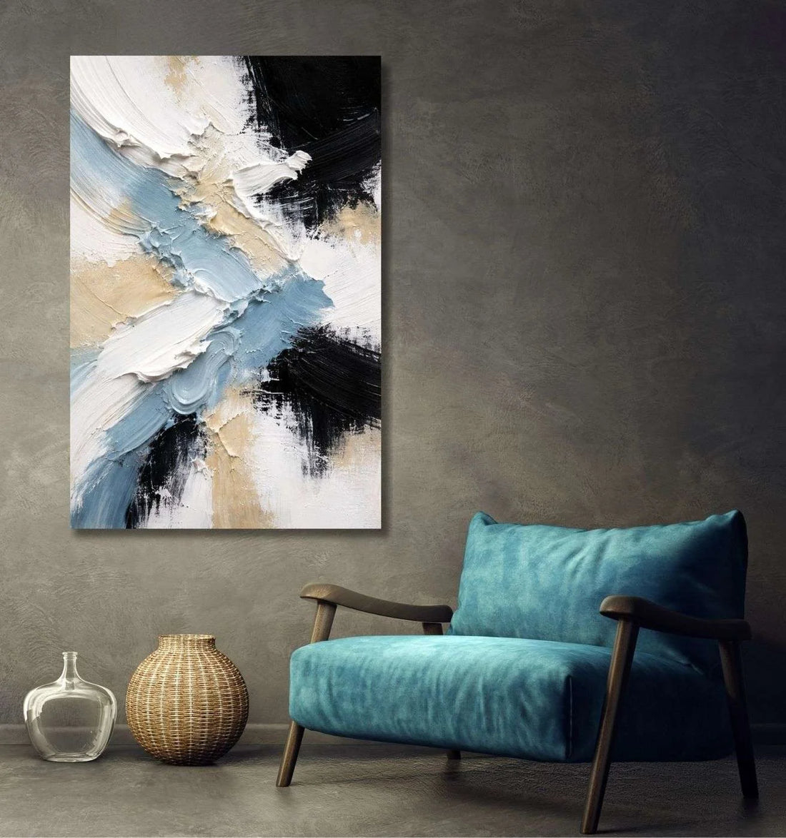 Sale Modern Art Canvas Painting Textured Abstract Brush Stroke Wall Art | Modern Abstract Canvas Painting & Modern Painting For Living Room by KunjCart