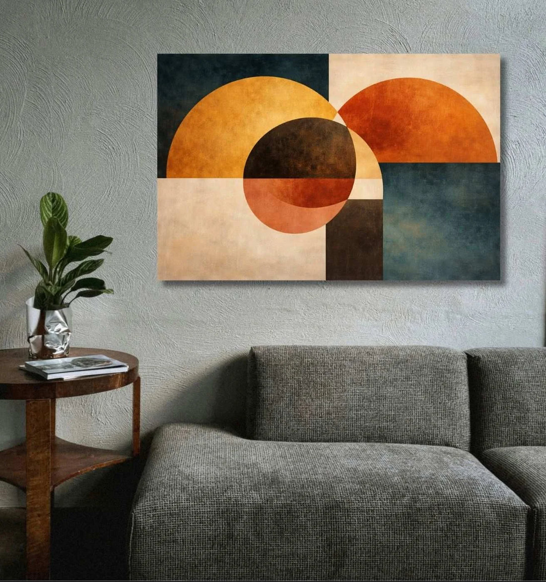 Geometric Circle Modern Art Canvas Wall Painting – Modern Abstract Canvas Painting | KunjCart