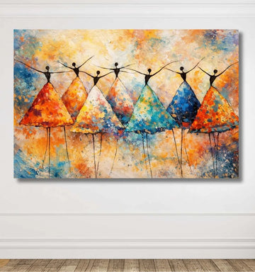 Colorful Dancing Women Modern Artwork Canvas Painting  – Modern Art Abstract Painting | KunjCart