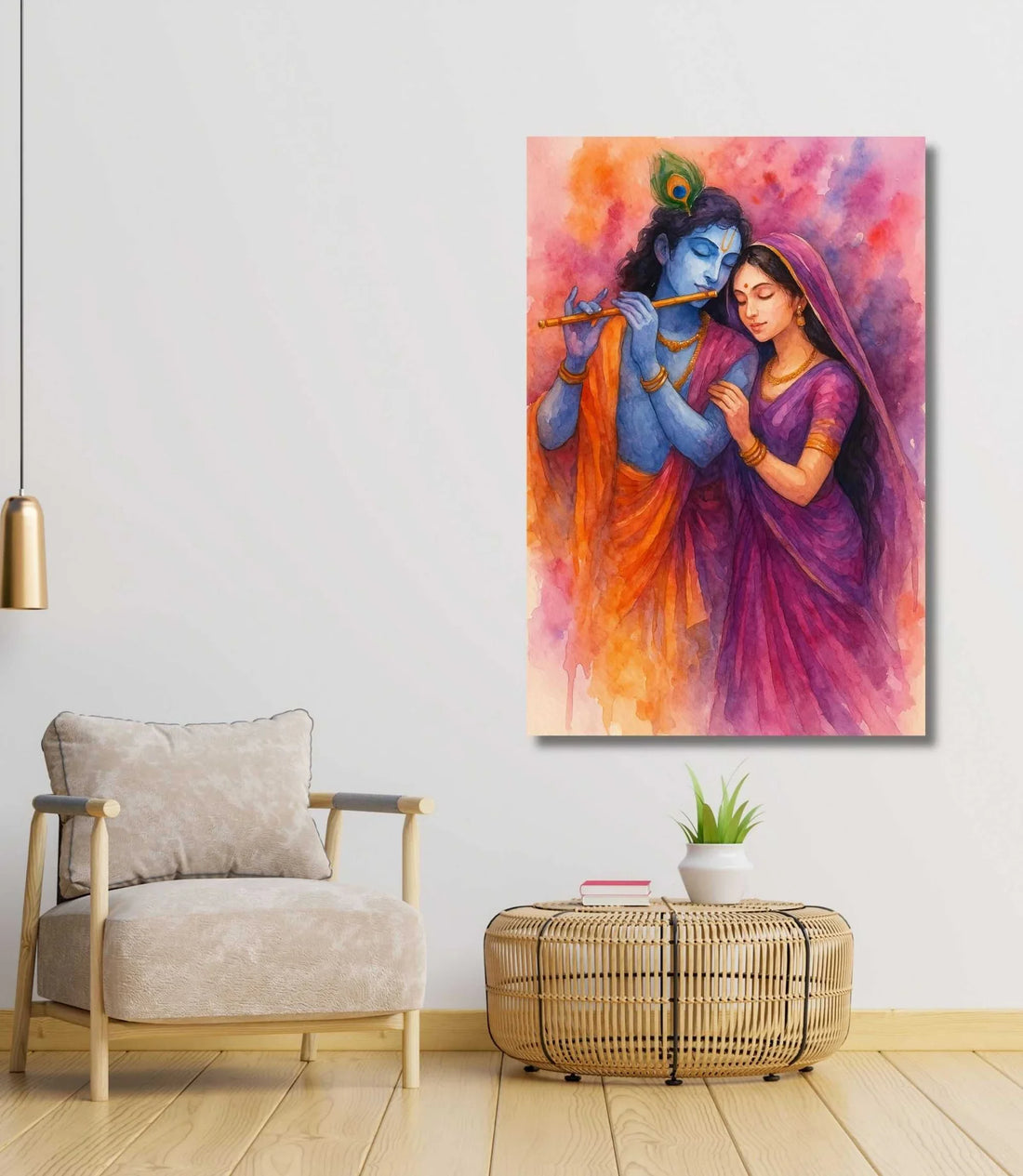 Radha Krishna Canvas Painting - Radha krishna Wall Painting For Living Room | HD Radha Krishna Art For Home Wall Decor