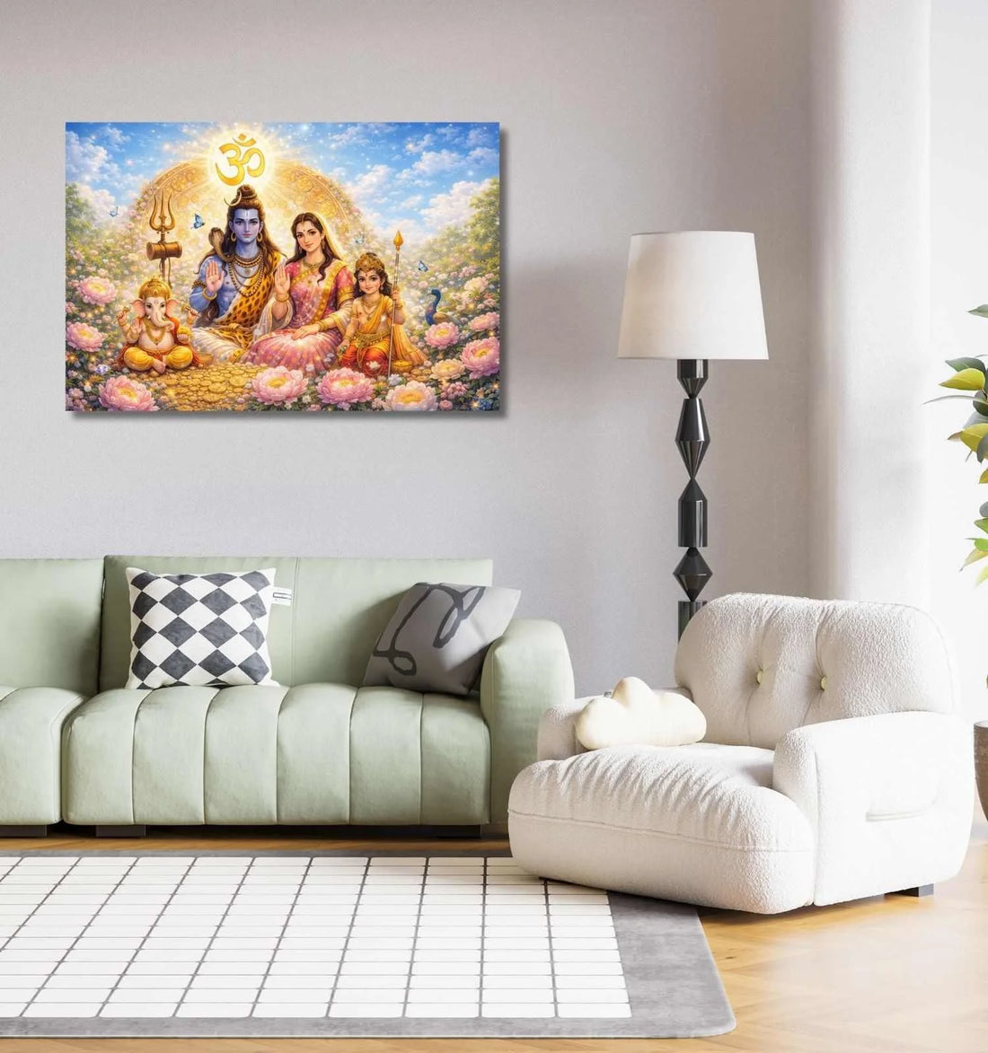 KUNJ CART – Shiv Parvati Painting | Modern Art Shiv Parvati Painting on Golden Canvas | Shiva Parvati Painting Wall Decor