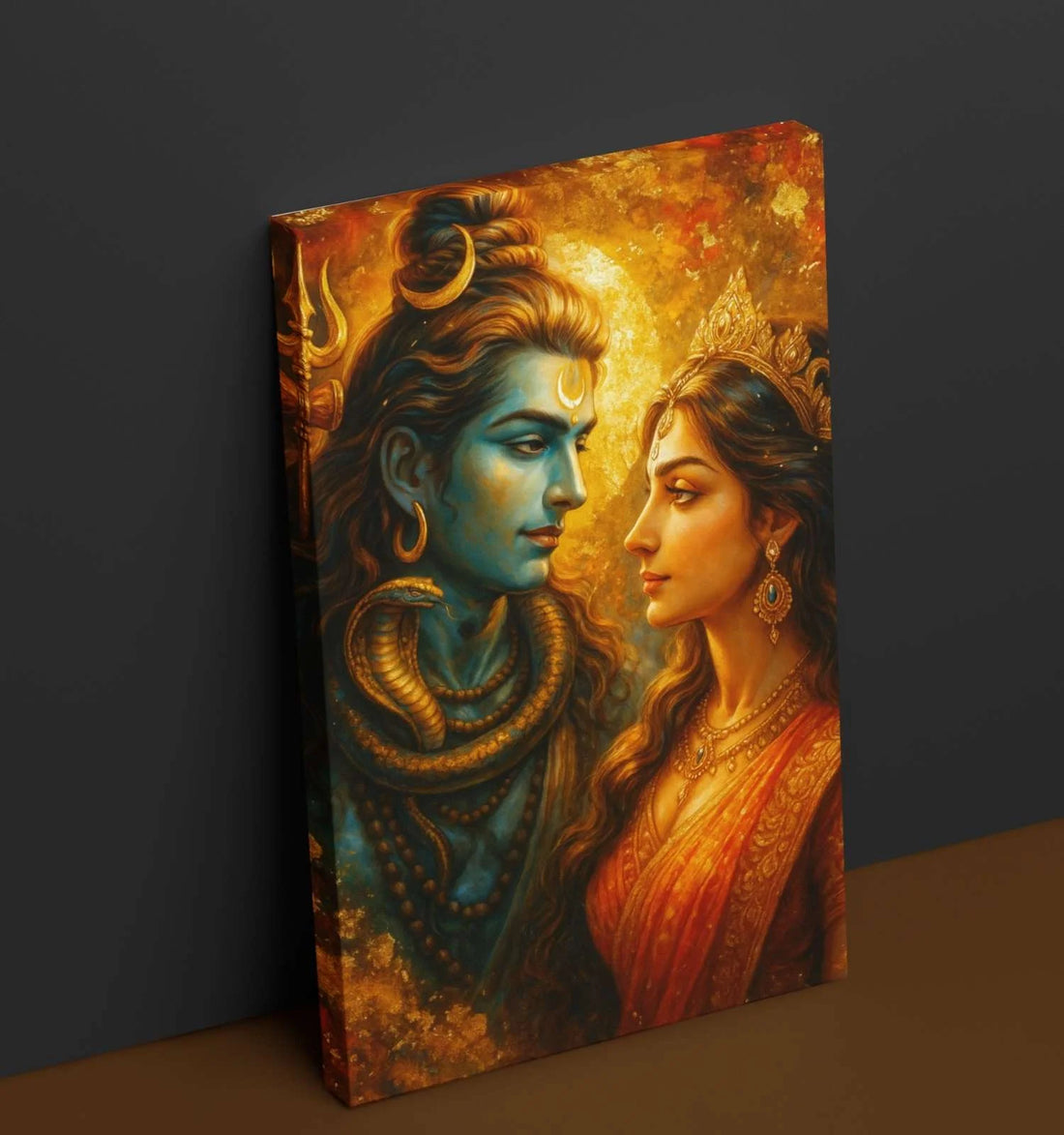 Shiva Parvati Painting on Canvas | Paintings of Lord Shiva and Parvati | Mahadev Wall Painting with HD Colors for Home Decoration