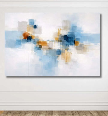 Abstract Painting Abstract Canvas Painting Blue Geometric Texture Wall Art Modern Abstract Painting For Living Room Bedroom – KunjCart