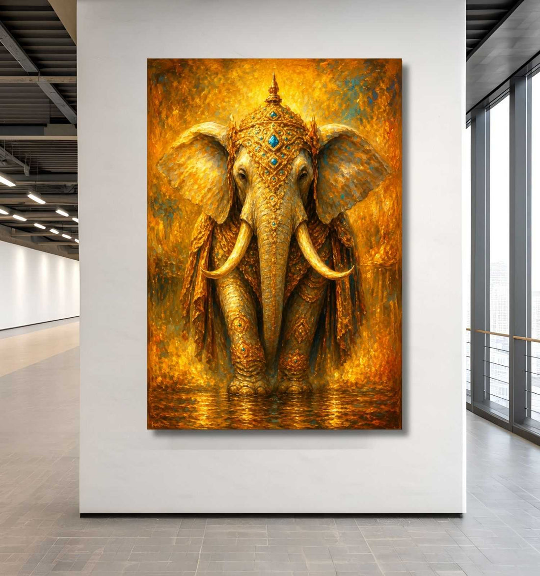 Kunj Cart – Elephant Painting | Royal Golden Artwork with Vastu Energy for Home & Office