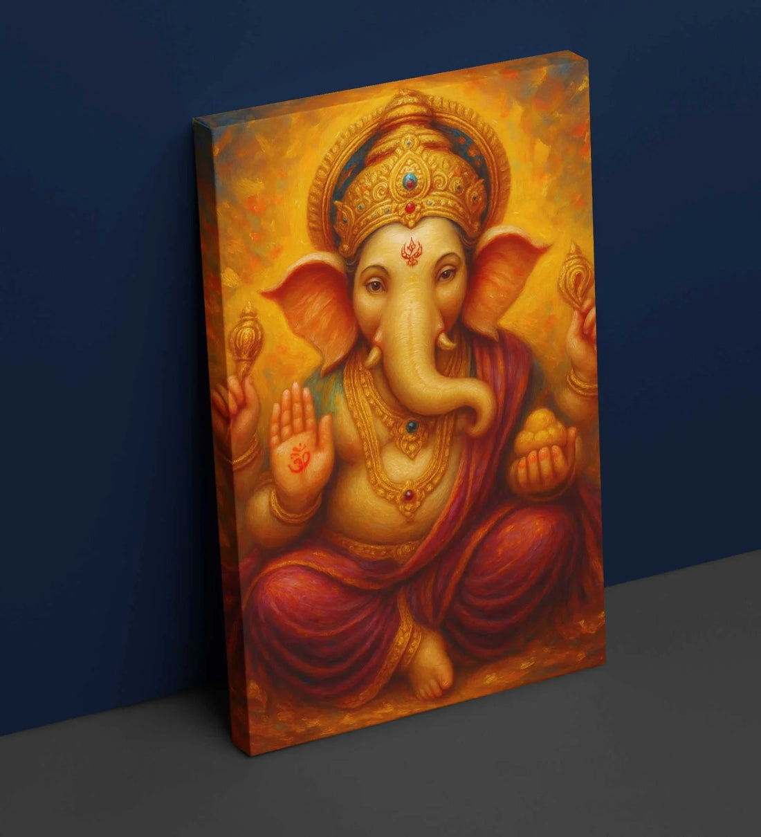 KunjCart Ganpati Canvas Painting | Ganesha Painting for Wall Decoration | HD Waterproof Print | Framed/Unframed | Custom Sizes Available