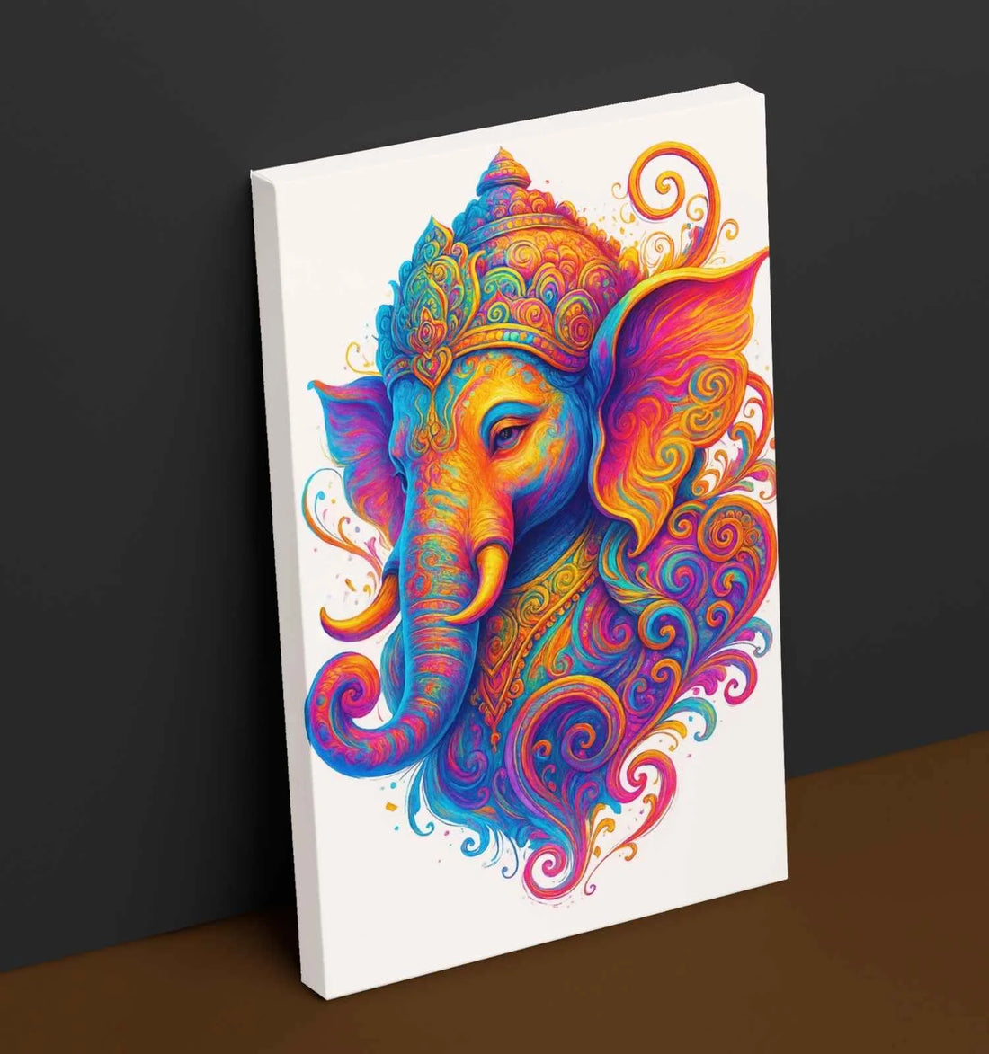 Elegant Abstract Ganesha Canvas Painting in Vibrant Swirling Colors | Lord Ganesha Wall Art for Home Décor | Ganpati Canvas Painting for Wall Decoration