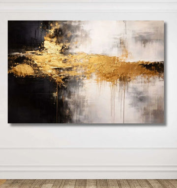 KunjCart Abstract Painting Gold Texture Wall Art | Abstract Canvas Painting | Modern Abstract Painting For Living Room Bedroom Decor
