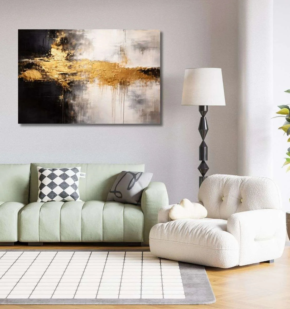 KunjCart Abstract Painting Gold Texture Wall Art | Abstract Canvas Painting | Modern Abstract Painting For Living Room Bedroom Decor
