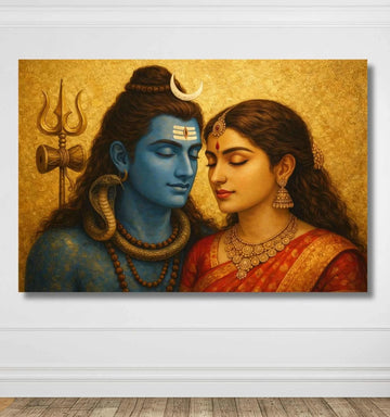 KUNJ CART – Modern Art Shiv Parvati Painting | Abstract Shiva Parvati Canvas Wall Art