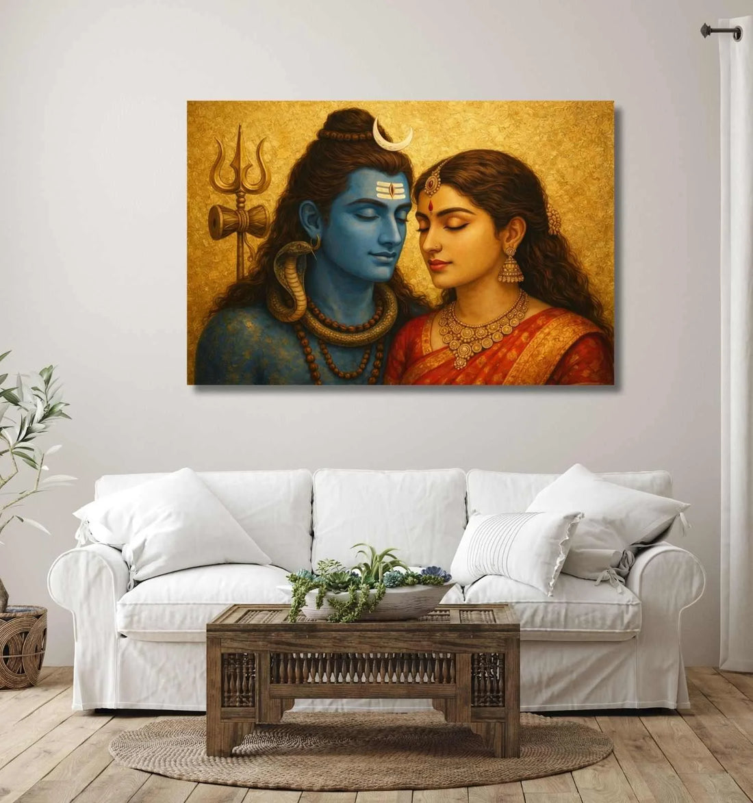 KUNJ CART – Modern Art Shiv Parvati Painting | Abstract Shiva Parvati Canvas Wall Art