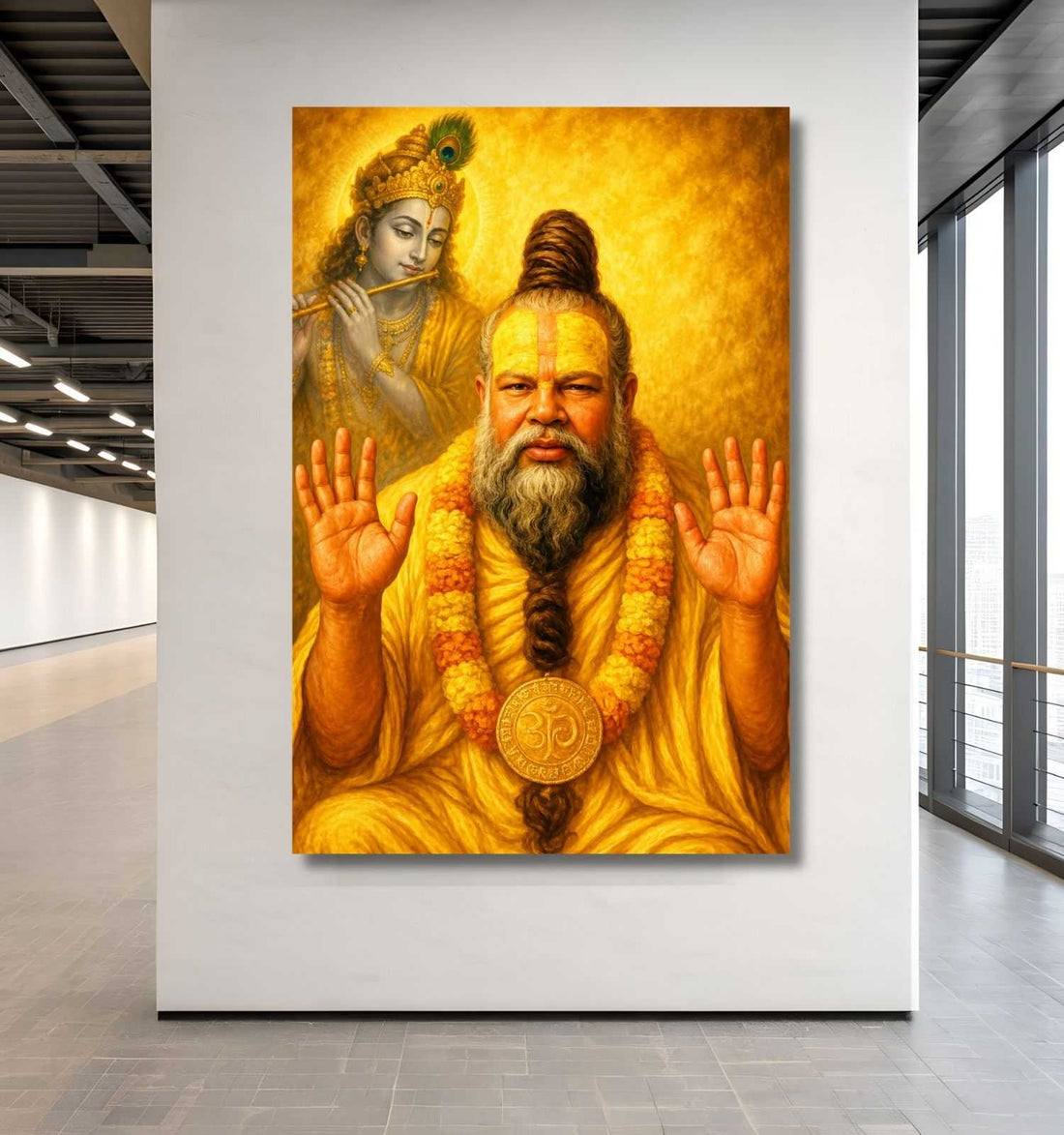 Premanand Ji Maharaj Painting | Premanand Maharaj Ji Photo in Painting Form | Divine Handmade Look Spiritual Wall Decor