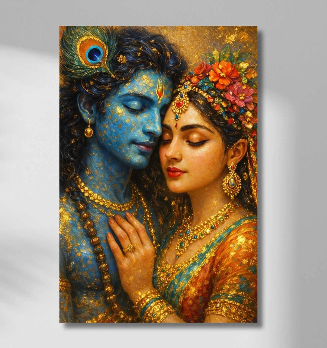 Beautiful Radha Krishna Painting with Romantic Artistic Texture | Romantic Radha Krishna Painting for Bedroom and Wall Decor