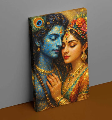 Beautiful Radha Krishna Painting with Romantic Artistic Texture | Romantic Radha Krishna Painting for Bedroom and Wall Decor
