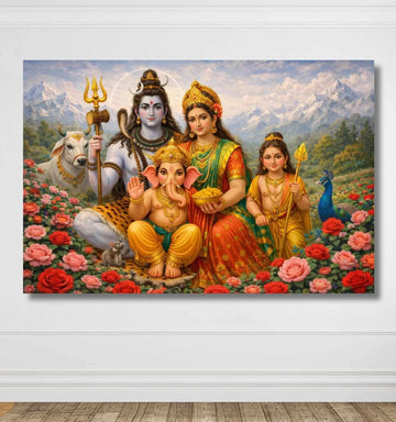 KUNJ CART – Shiv Parvati Painting | Paintings of Lord Shiva and Parvati in Golden Blue Theme