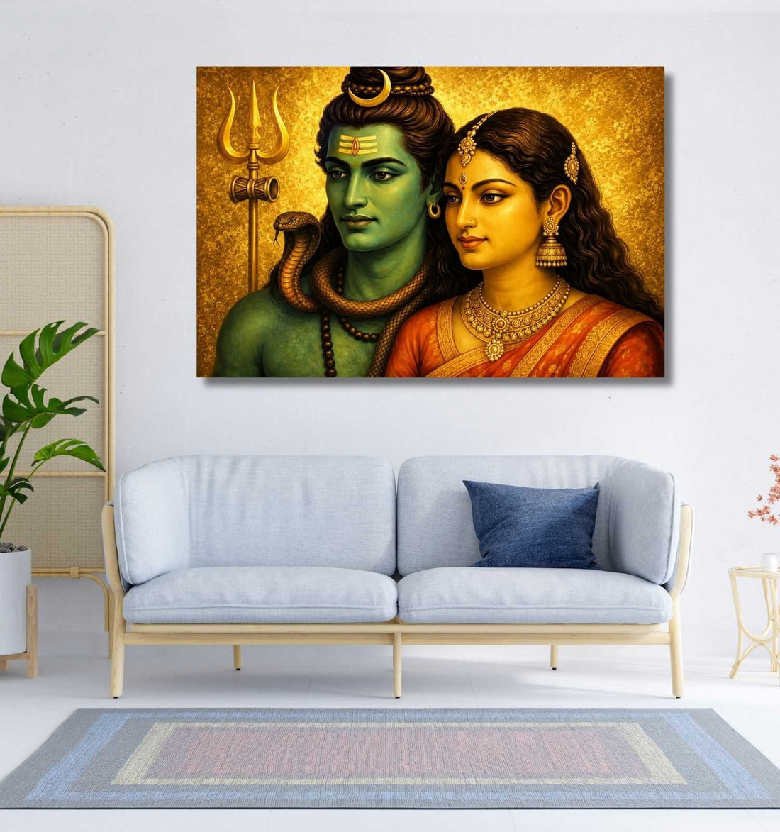 KUNJ CART- Lord Shiv Parvati Abstract Painting | Modern Art Shiva Parvati Canvas Wall Art