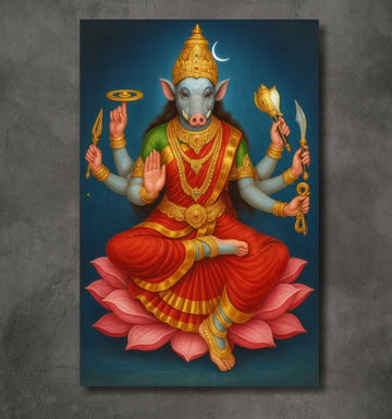 KUNJ CART – Varahi Devi Photo In Painting Form | Spiritual Varahi Mata Photo Frame for Wall Decoration