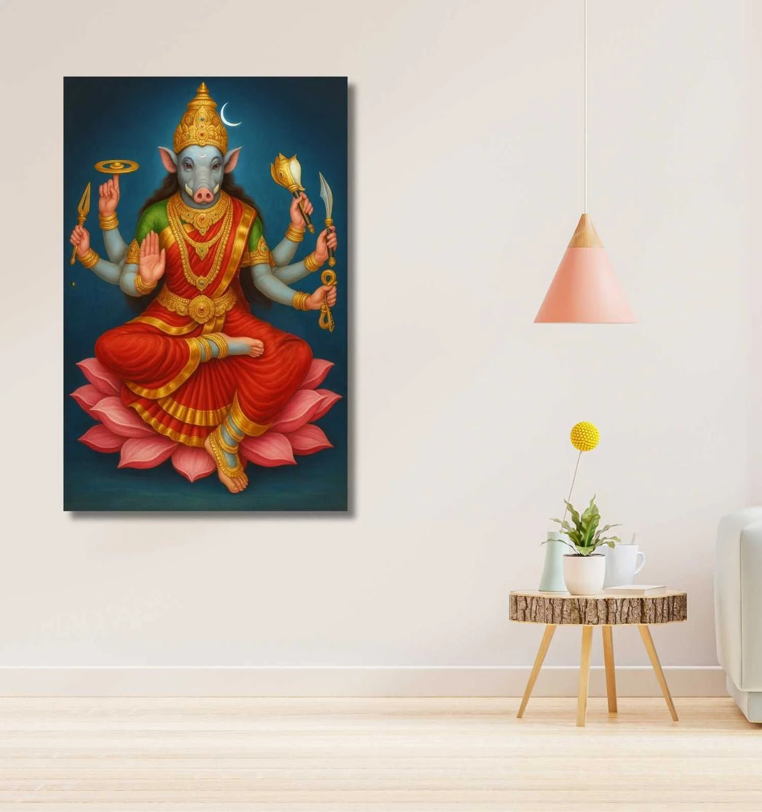 KUNJ CART – Varahi Devi Photo In Painting Form | Spiritual Varahi Mata Photo Frame for Wall Decoration