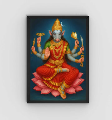 KUNJ CART – Varahi Devi Photo In Painting Form | Spiritual Varahi Mata Photo Frame for Wall Decoration