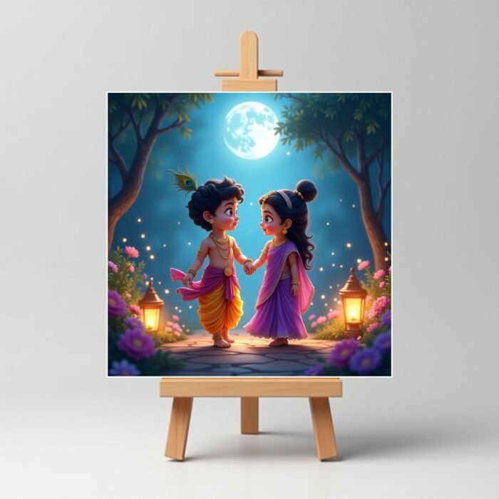 Cute Couple Mini Radha Krishna Painting1