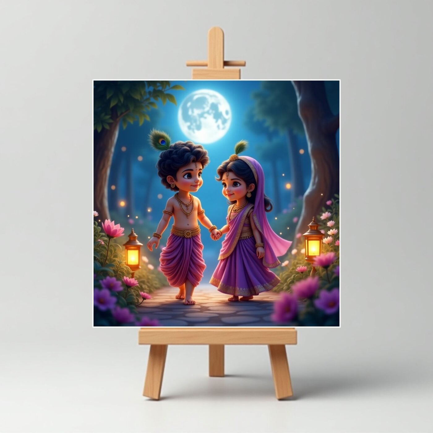Cute Couple Mini Radha Krishna Painting3