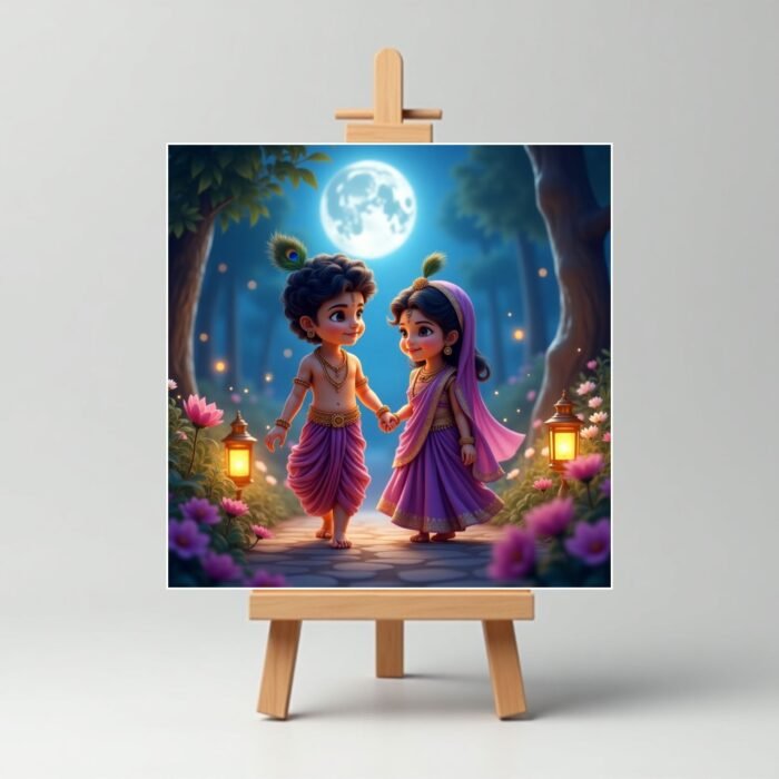 Cute Couple Mini Radha Krishna Painting3