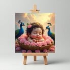 Sleeping Baby Cute Krishna Mini Canvas Painting