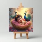 Sleeping Baby Cute Krishna Mini Canvas Painting1