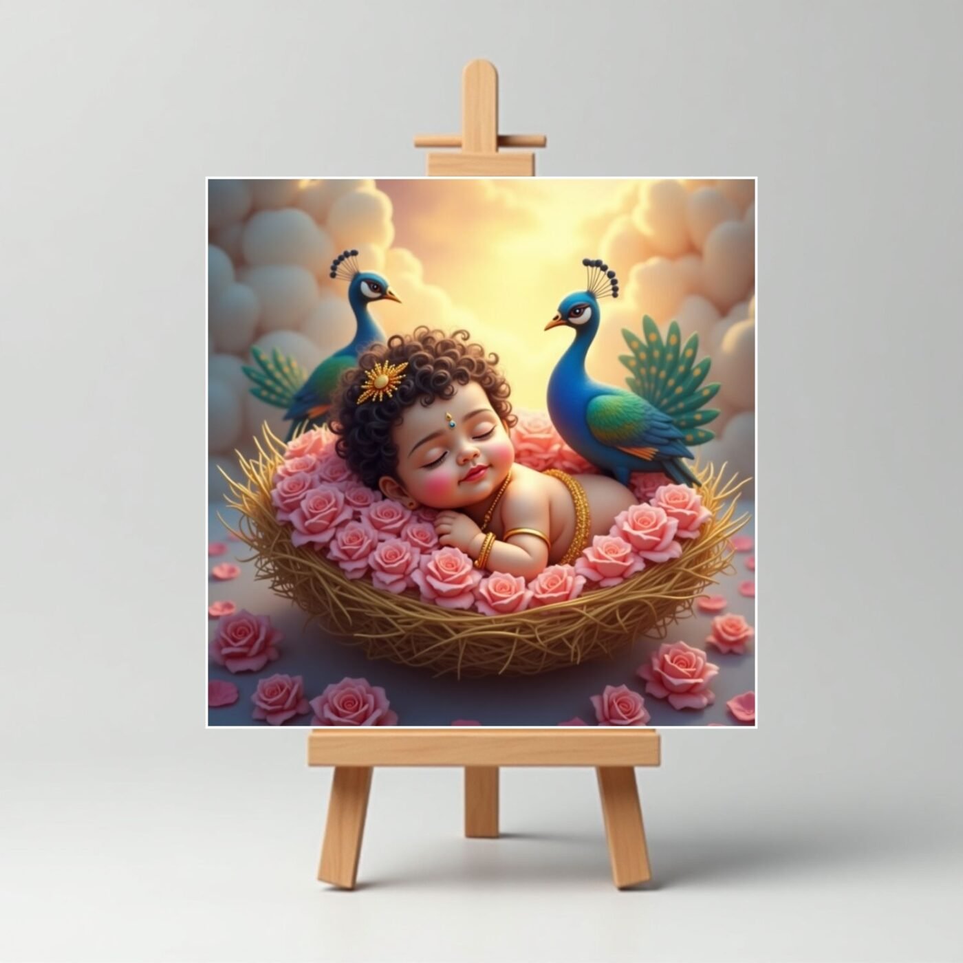 Sleeping Baby Cute Krishna Mini Canvas Painting1