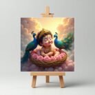 Sleeping Baby Cute Krishna Mini Canvas Painting2
