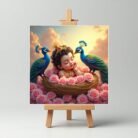 Sleeping Baby Cute Krishna Mini Canvas Painting3