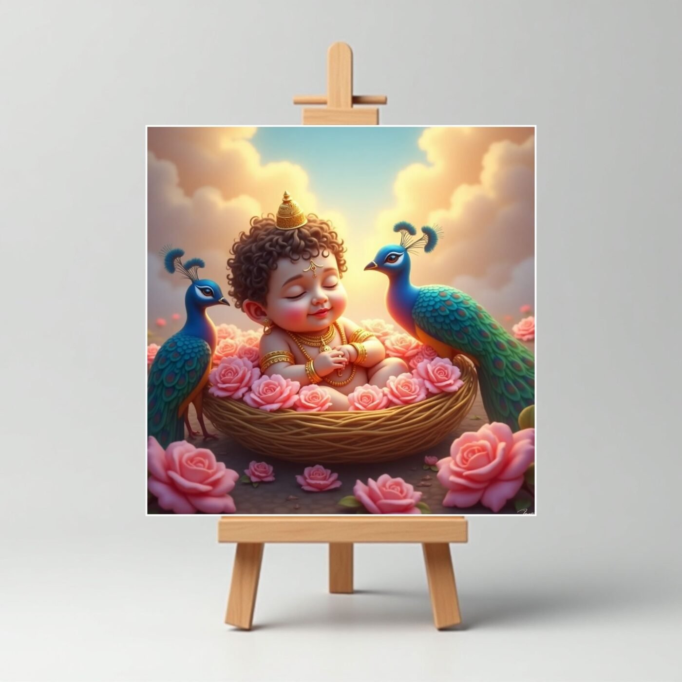 Sleeping Baby Cute Krishna Mini Canvas Painting5