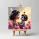 Yashoda Maa with Little Cute Krishna Mini Canvas Painting