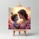 Yashoda Maa with Little Cute Krishna Mini Canvas Painting3