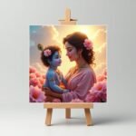 Yashoda Maa with Little Cute Krishna Mini Canvas Painting