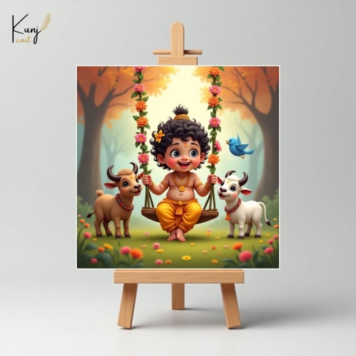 Baby Krishna Canvas Mini Painting2