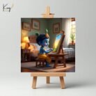 Baby Krishna Mini Canvas Painting (4x4 Inches) with Wooden Easel Stand 2