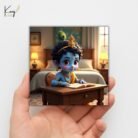 Baby Krishna Mini Canvas Painting (4x4 Inches) with Wooden Easel Stand 4