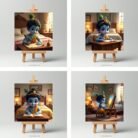 Baby Krishna Mini Canvas Painting (4x4 Inches) with Wooden Easel Stand 5